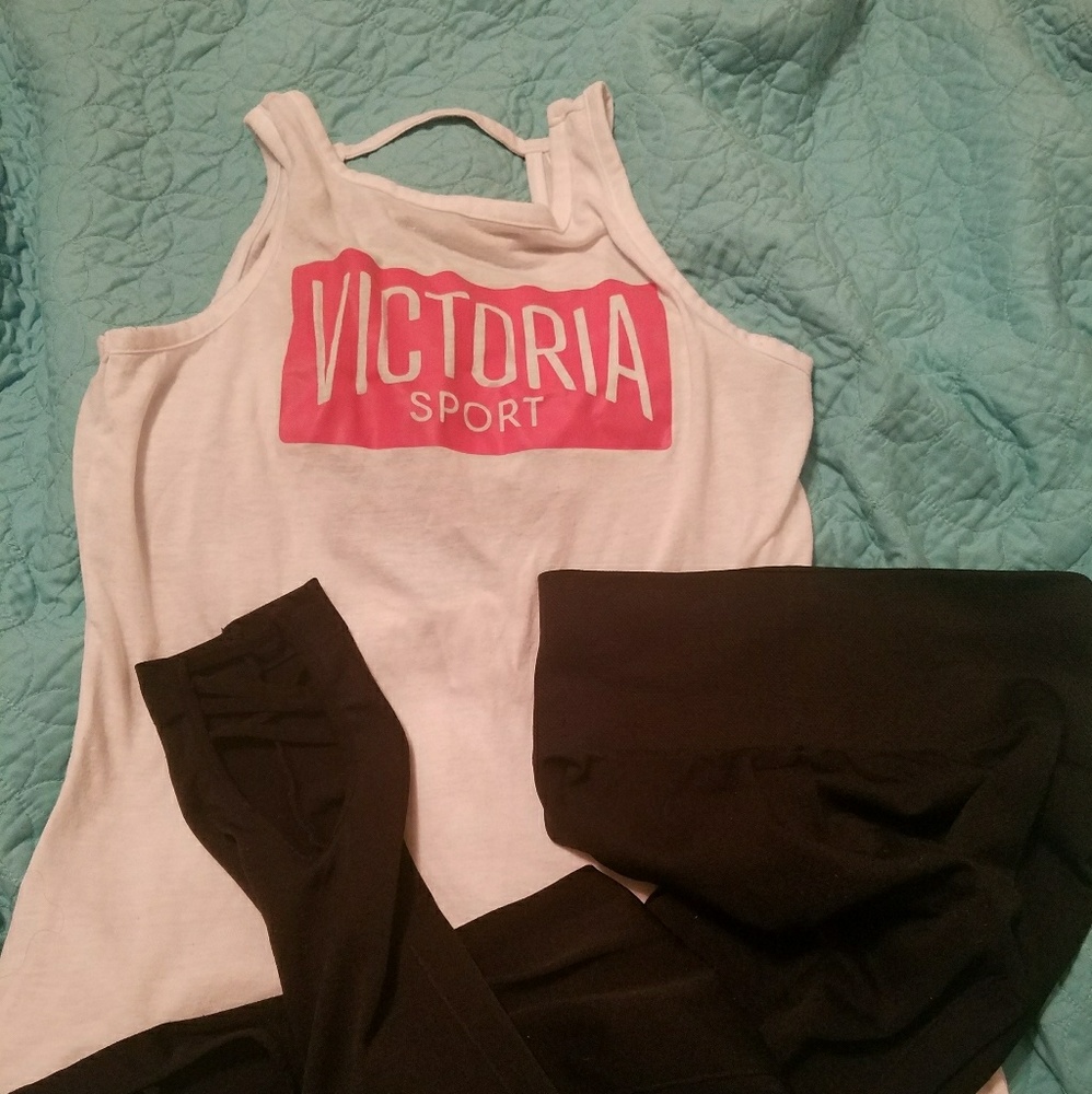 SET Vs sports workout tank with pants (not vs)